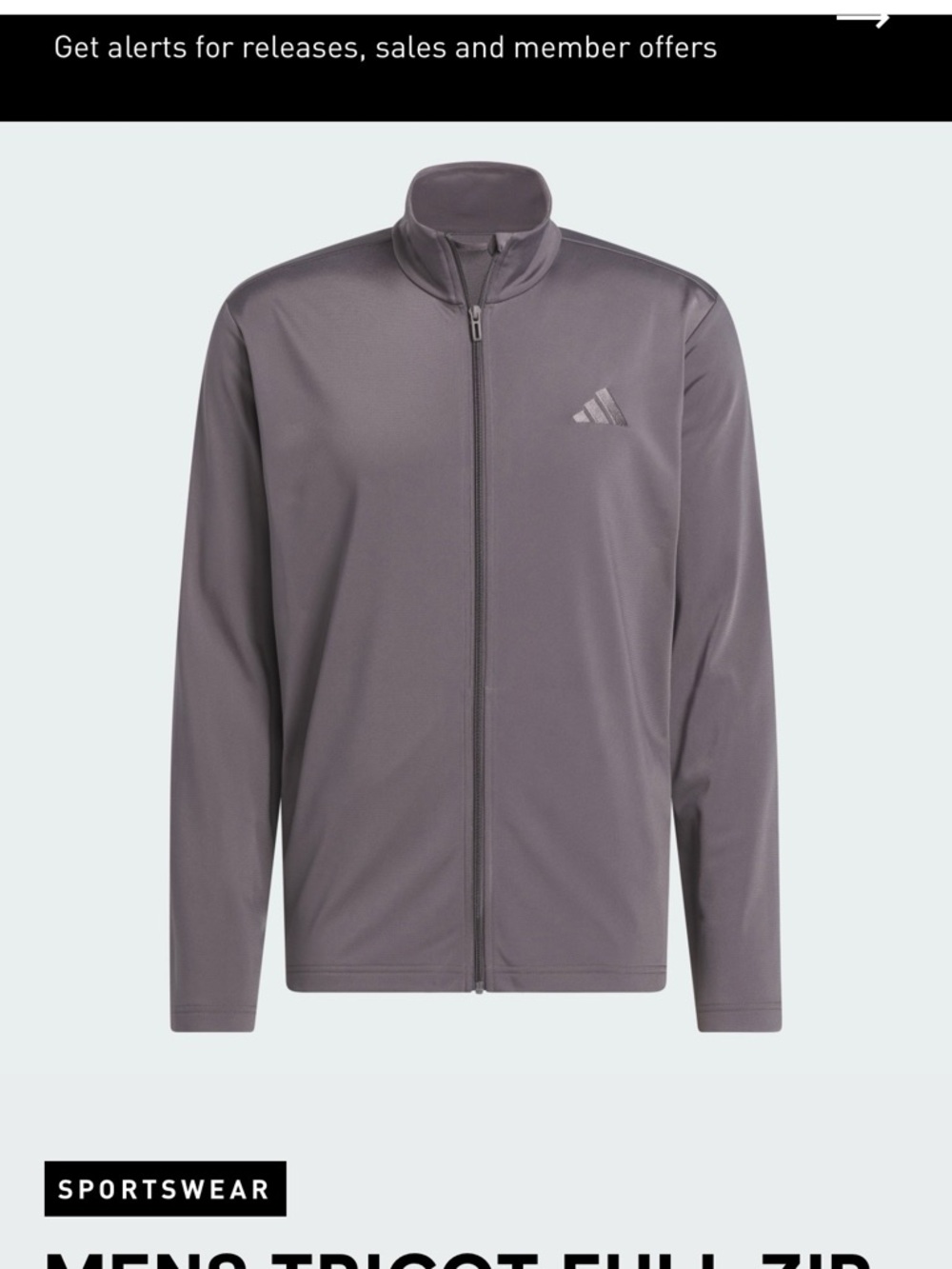 adidas Men’s Full-Zip Performance Jacket - Grey